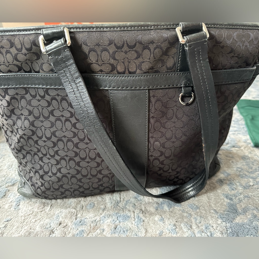 Coach Diaper Bag - Black With Green